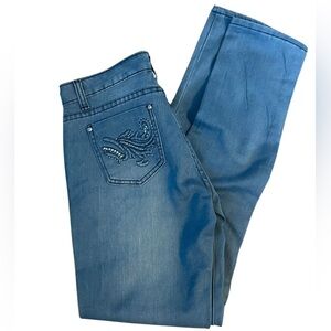 Bamboo slim straight leg Jeans Light Wash Bling Pockets Size 7/ 8